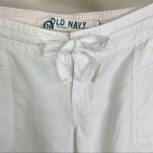 Old Navy Maternity 100% Linen White Summer Shorts, Size 4 - Picture 3 of 11